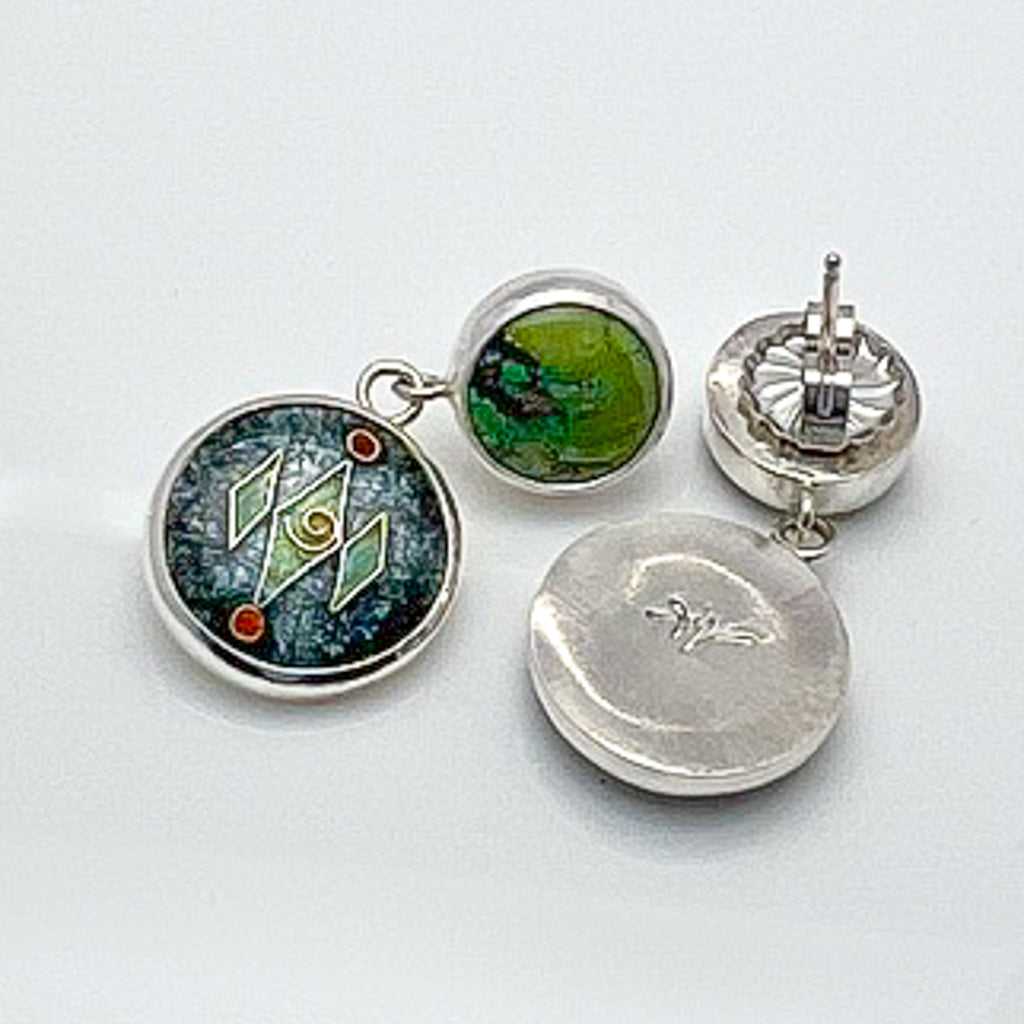 Three of Diamonds earrings with Turquoise