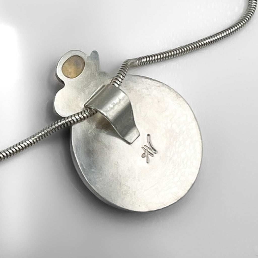 Columbine Wildflower pendant with Ethiopian Opal