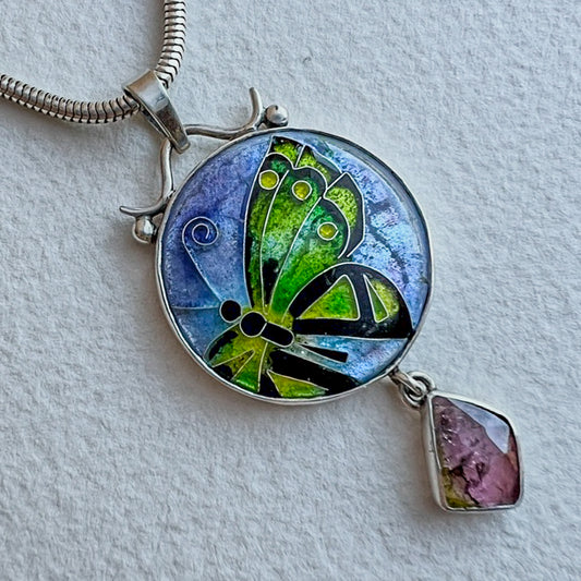 Butterfly pendant with Pink Tourmaline