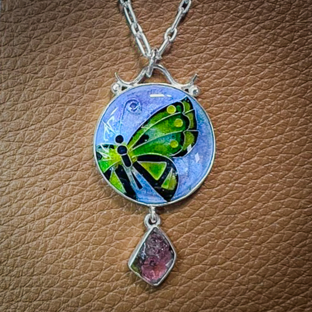 Butterfly pendant with Pink Tourmaline
