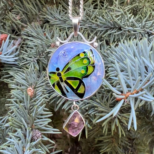 Butterfly pendant with Pink Tourmaline