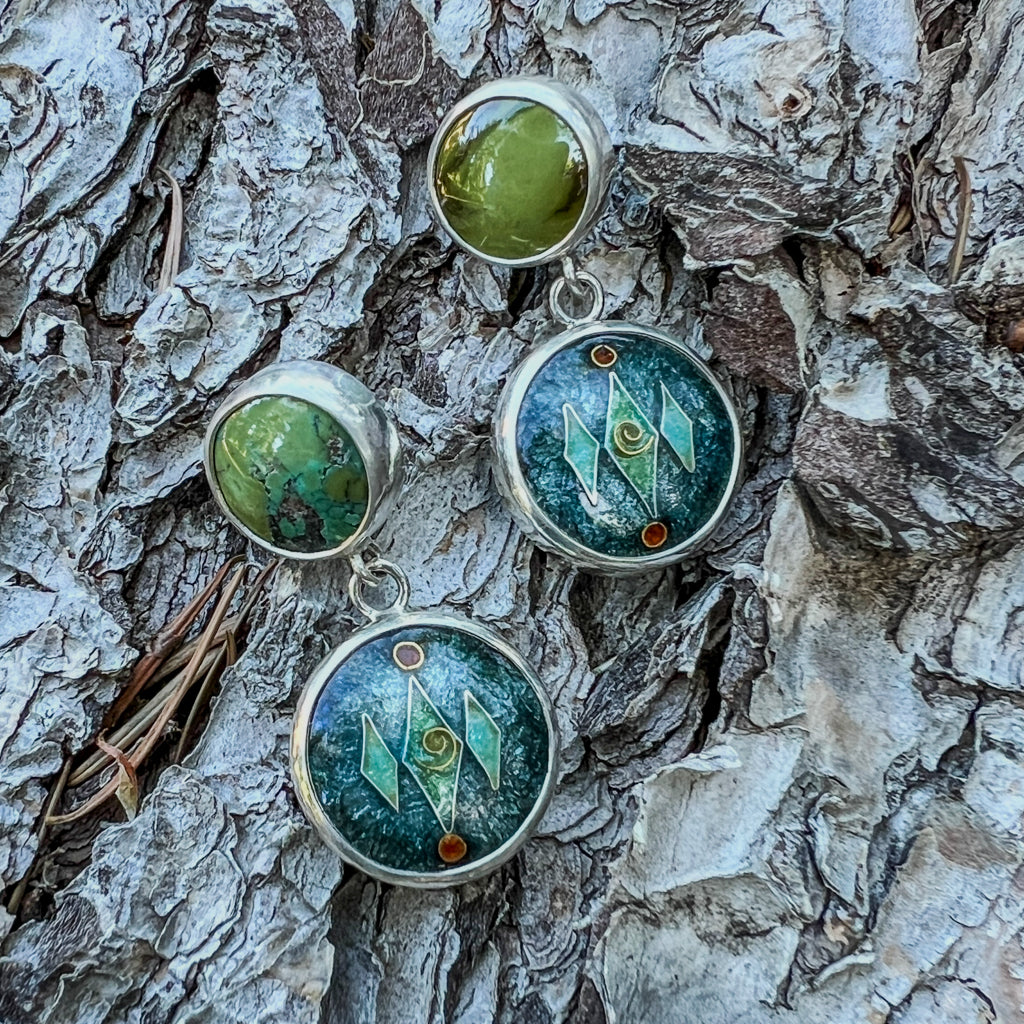 Three of Diamonds earrings with Turquoise