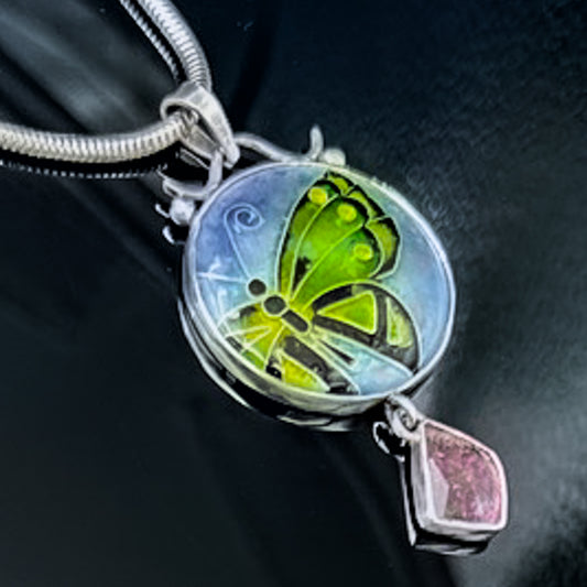 Butterfly pendant with Pink Tourmaline