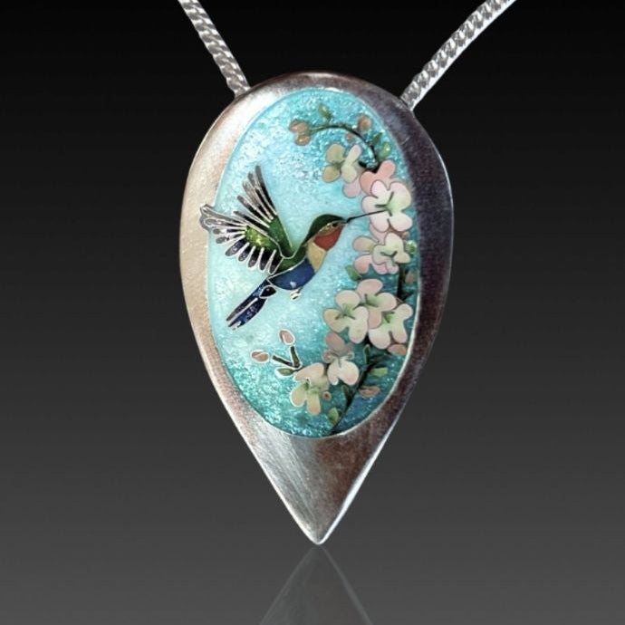 Hummingbird with Dogwood pendant